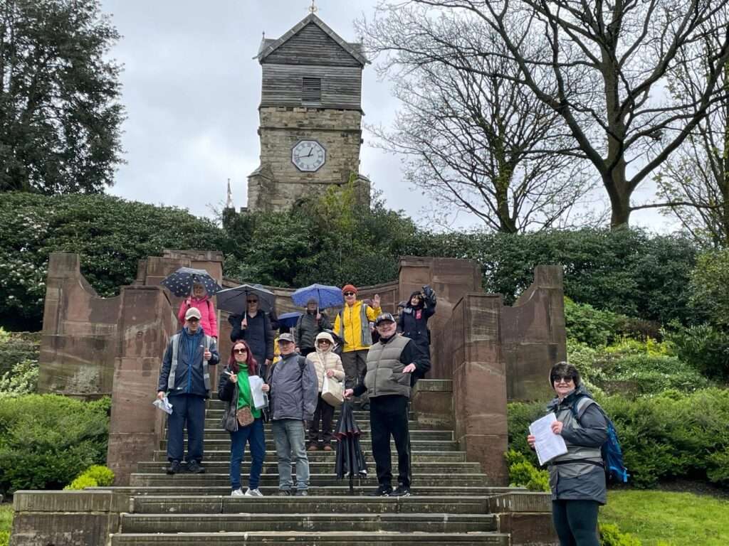 Walkers stood on Jubilee Park steps